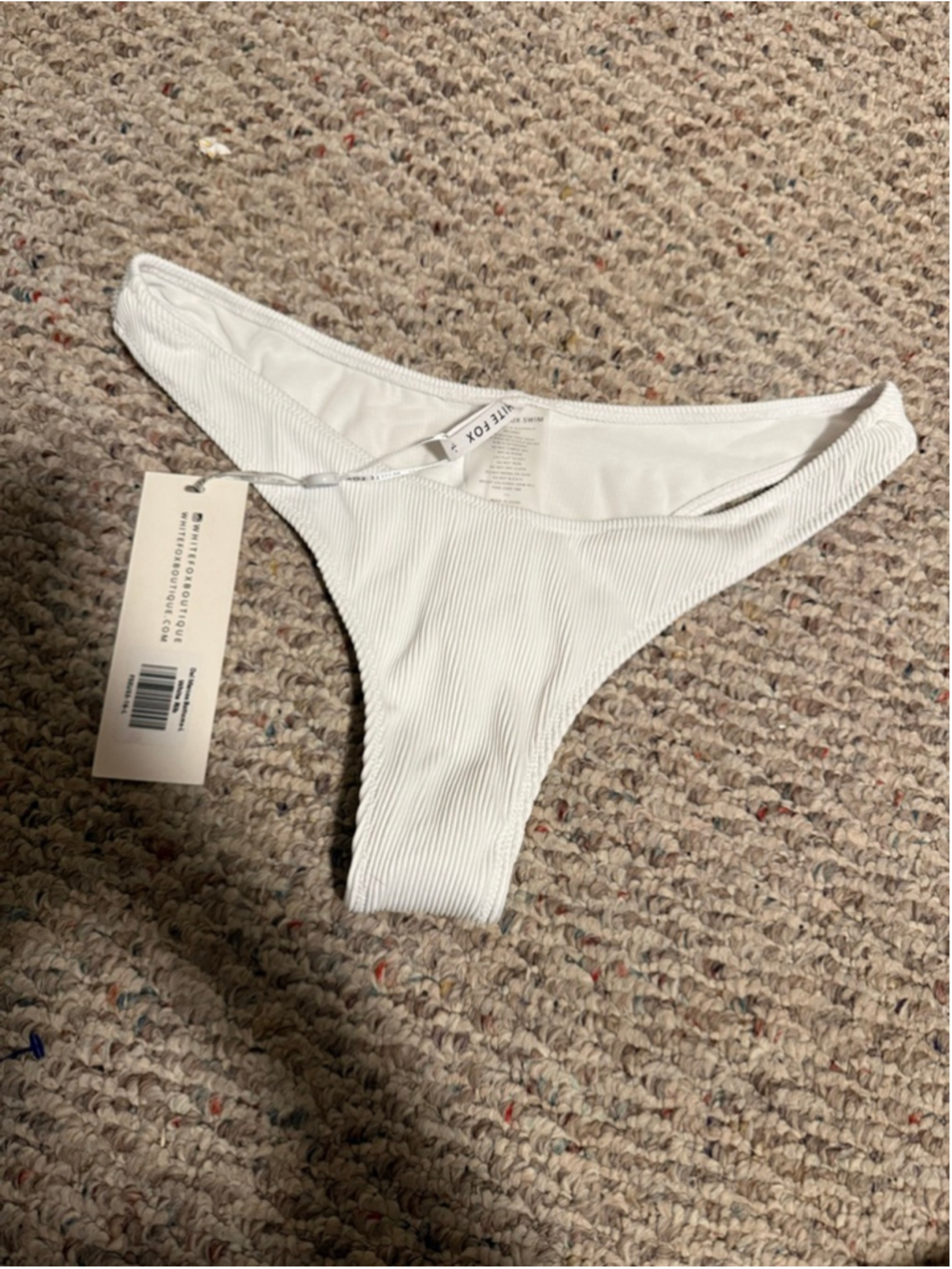 NWT White Fox Boutique Del Marco Bikini Bottom White Ribbed- Size Large